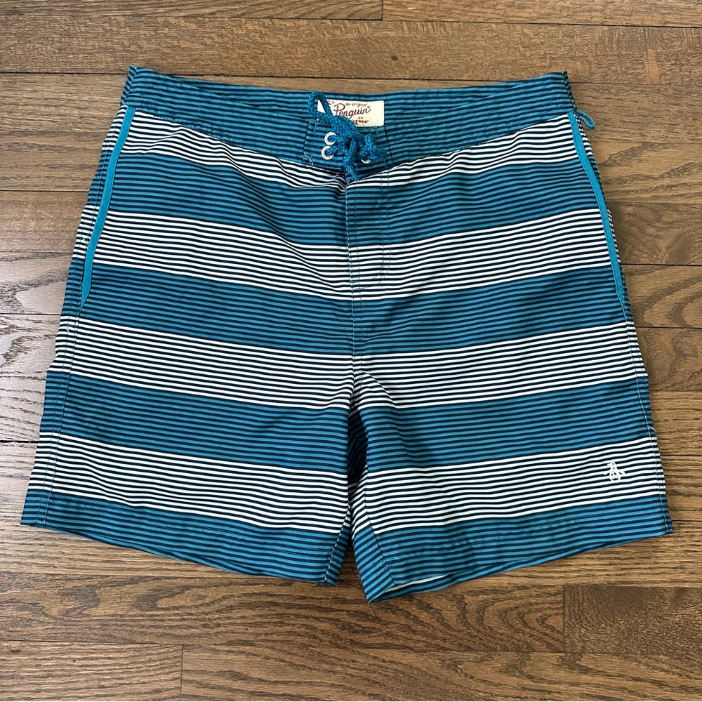 Original Penguin Striped Swim Trunks